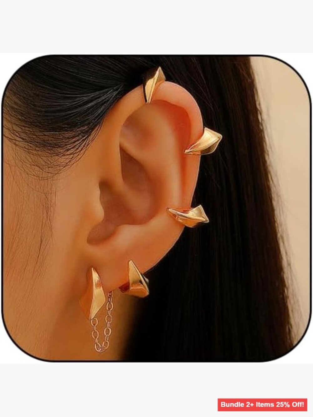 Gothic Skull Skeleton Ear Cuffs Hook Clip Climber Earrings No Piercing